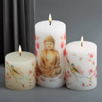 Budha Pillar Candles Set Of 3
