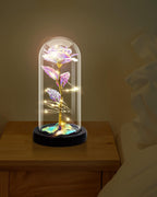 Rose Flower Gift, Rainbow Forever Rose in Glass Dome